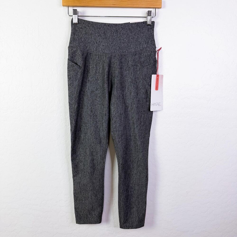 Hype High Waisted Capri Leggings Pants Workout Gym Charcoal Heather Size S NWT